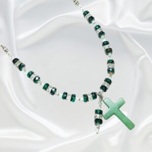 Stunning Emerald Green Crystals Rosary Bracelet Divine Mercy Chaplet