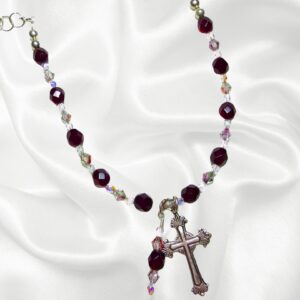 January Birthstone Garnet Crystal Rosary Bracelet Divine Mercy Chaplet