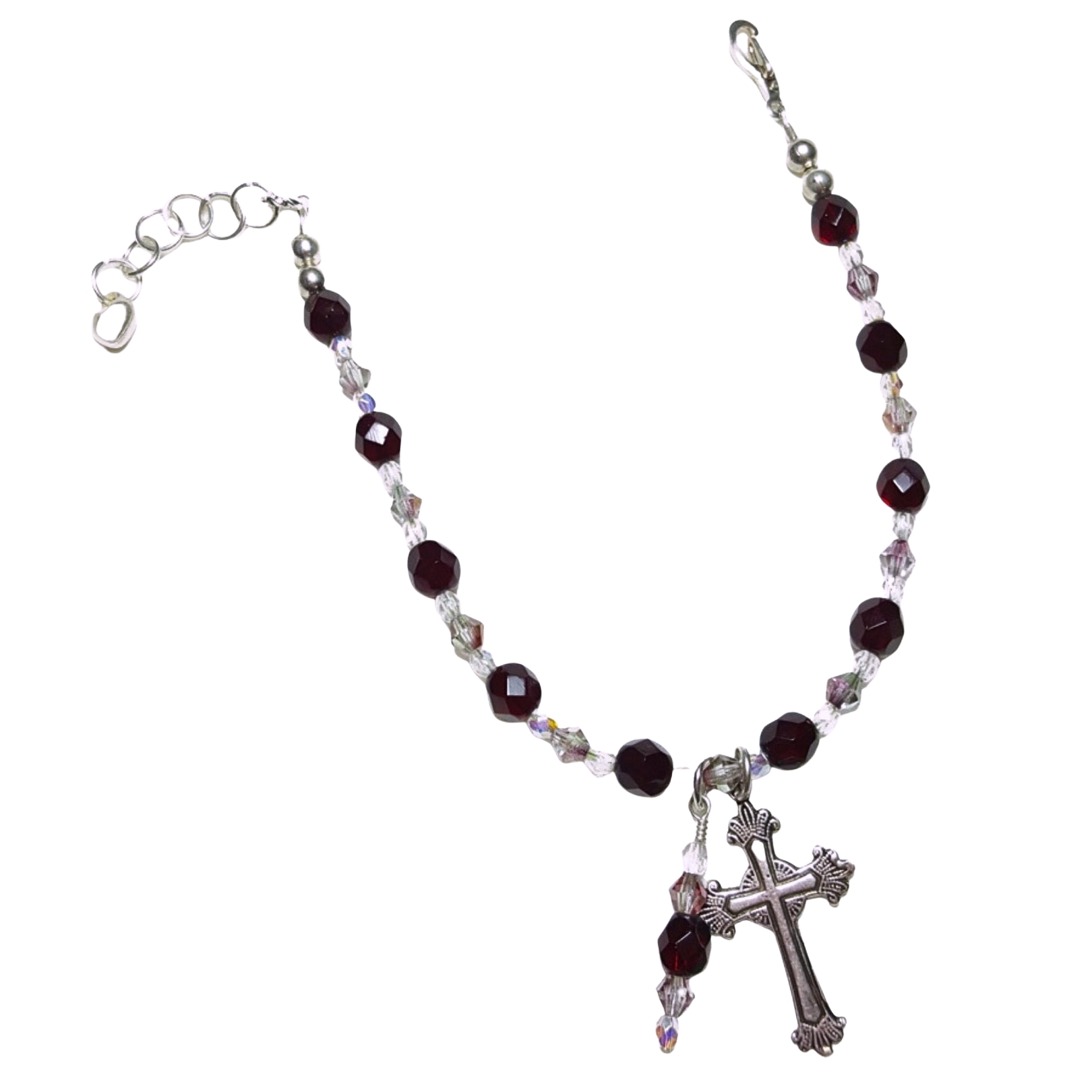 January Birthstone Garnet Crystal Rosary Bracelet Divine Mercy Chaplet