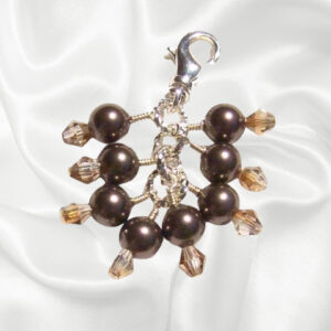 Mocha Brown Pearls Crystals Beaded Purse Bag Charm Necklace Pendant