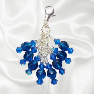 Blue Zircon Crystals Beaded Purse Bag Charm Necklace Pendant