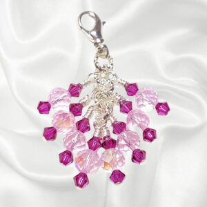 Fuchsia and Pink Crystals Beaded Purse Bag Charm Necklace Pendant