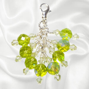 Peridot Green Crystals Beaded Purse Bag Charm Necklace Pendant
