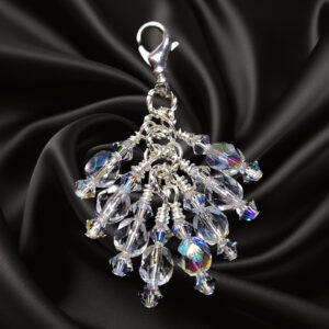 Crystal Clear Aurora Borealis Crystals Beaded Purse Bag Charm Necklace Pendant