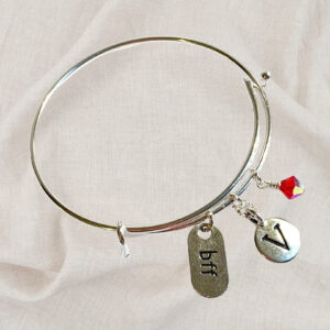 Best Friends Forever BFF Birthstone Charm Initial Bangle Bracelet Style 01