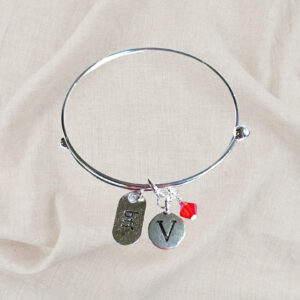 Best Friends Forever BFF Birthstone Charm Initial Bangle Bracelet Style 02