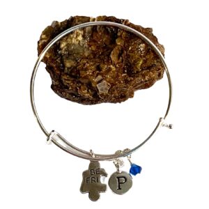 Personalized Best Friends Puzzle Piece Bangle Bracelet Set – Custom Birthstone & Initial – BFF Jewelry, Friendship Gift