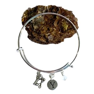 Personalized Hair Stylist Bangle Bracelet – Custom Birthstone & Initial – Hairdresser Appreciation, Graduation, Retirement Gift