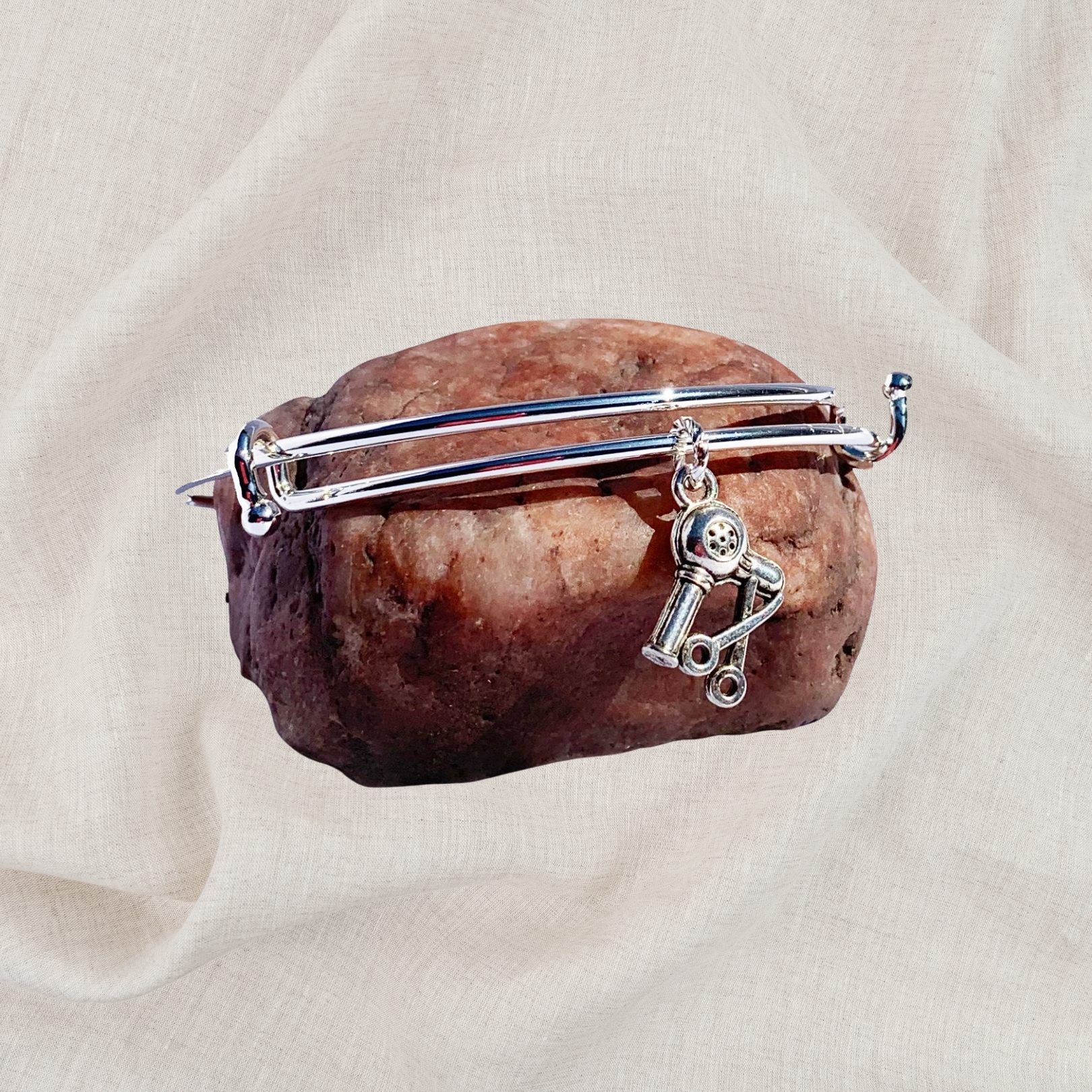 Hairstylist Birthstone Charm Initial Bangle Bracelet Style 01