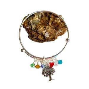 Personalized Family Tree Charm Bracelet – Custom Birthstones & Initials – Mom, Grandma, Generations Gift