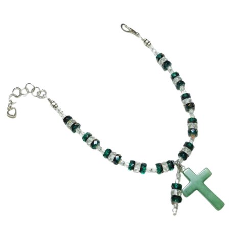 Emerald Green Rosary Bracelet Fancy Jasper Cross • Handmade Catholic Jewelry • Spiritual Gift Women & Girls • Confirmation or Faith Keepsake
