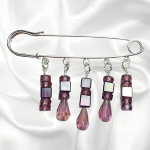 Amethyst Purple Crystal Beaded Shawl Scarf Sweater Pin Brooch
