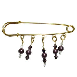 Golden Hour Bloom Mauve Pearl Shawl Pin with Gold Wire and Crystal Accents