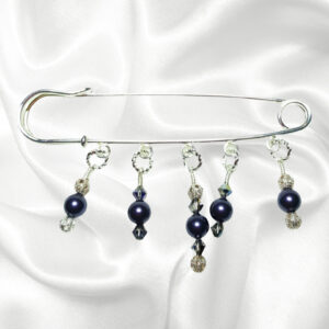 Dark Purple Pearl Crystal Beaded Shawl Scarf Sweater Pin Brooch