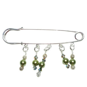 Peridot Mist August Birthstone Shawl Pin with Sterling Silver Wire Wrapped Crystal Accents