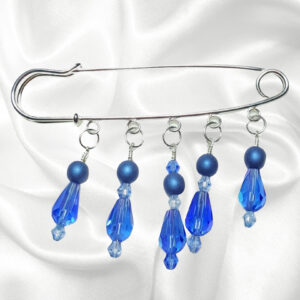 Something Blue Sapphire Crystal Beaded Shawl Scarf Sweater Pin Brooch