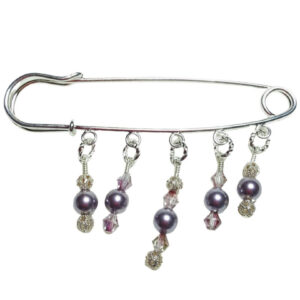 First Blush Light Mauve Pink Pearl Shawl Pin Sterling Silver Wrapped with Crystal Accents