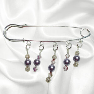 Mauve Pink Pearl Crystal Beaded Shawl Scarf Sweater Pin Brooch