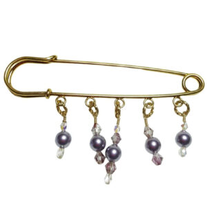 Rose Light in the Golden Hour Mauve Pink Pearl Shawl Pin 14K Wire Wrapped Crystal Accents