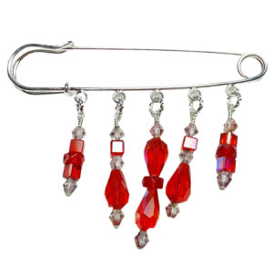 Ruby Flame July Birthstone Shawl Pin in AB Red Crystal with Sterling Silver Wraps