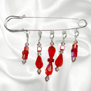 Ruby Red July Birthstone Crystal Beaded Shawl Scarf Sweater Pin Brooch