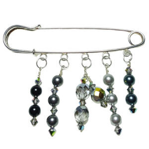 Moss Veil Enchanted Woodland Fairy Shawl Pin in Smoky Grays and Greens