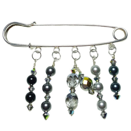 Moss Veil Enchanted Woodland Fairy Shawl Pin in Smoky Grays and Greens