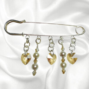 Golden Shadow Swarovski Crystal Beige Pearls Beaded Shawl Scarf Sweater Pin Brooch