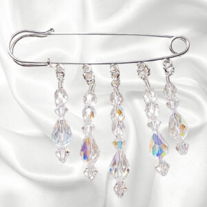 Diamond Sparkle Clear Crystal AB Shawl Pin April Birthstone Brooch