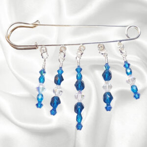 December Birthstone Blue Zircon Crystal Beaded Shawl Scarf Sweater Pin Brooch