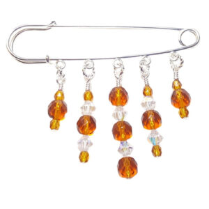 Harvest Light Topaz Crystal Beaded Sweater Scarf Pin November Birthday Gift For Her