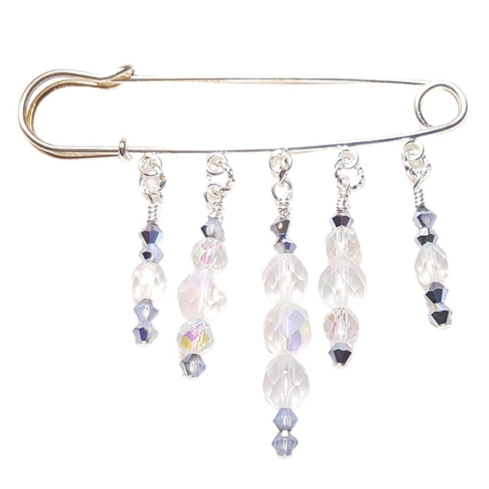 October Opal Birthstone Crystal Beaded Shawl Scarf Sweater Pin Brooch
