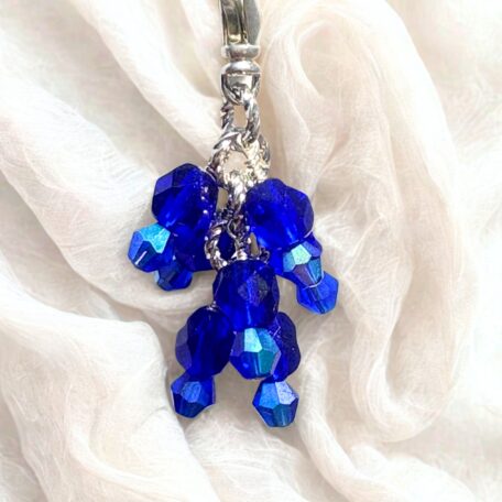 Blue Sapphire Glow Handbag Charm Zipper Pull Necklace Pendant