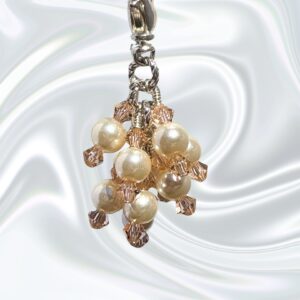 Peach Romance Pearls Luxe Handbag Charm Zipper Pull Necklace Pendant
