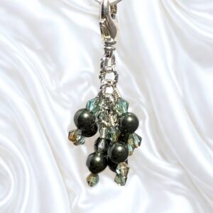 Woodland Mist Olive Pearls Luxe Purse Charm Zipper Pull Necklace Pendant