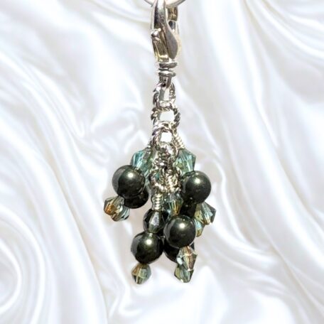 Woodland Mist Olive Pearls Luxe Purse Charm Zipper Pull Necklace Pendant