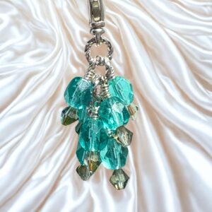 Ocean Breeze Aquamarine Blue Purse Charm Zipper Pull Necklace Pendant