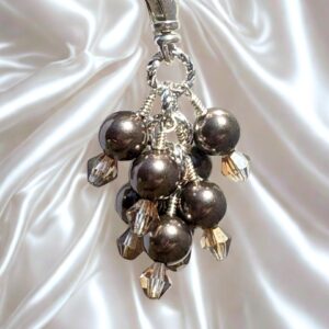 Mocha Pearls Luxe Handbag Charm Zipper Pull Necklace Pendant