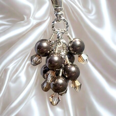 Mocha Pearls Luxe Handbag Charm Zipper Pull Necklace Pendant