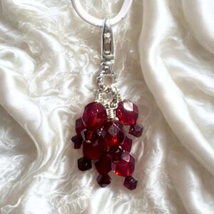 Crimson Flame Garnet Red Handbag Charm Zipper Pull Necklace Pendant