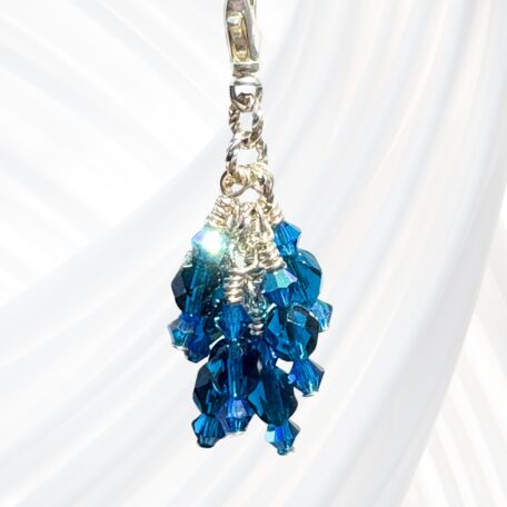 Winter Lagoon Blue Zircon Handbag Charm Zipper Pull Necklace Pendant