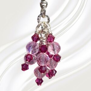 Radiant Fuchsia Rose Handbag Charm Zipper Pull Necklace Pendant
