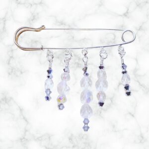 October Opal Birthstone Crystal Beaded Shawl Scarf Sweater Pin Brooch