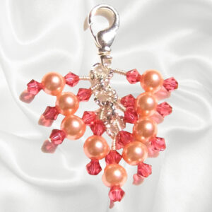 Orange Sapphire Padparadscha Crystals Beaded Purse Bag Charm Necklace Pendant