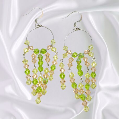 Summer Sherbet Multicolor Crystal Hoop Earrings Yellow Orange Green