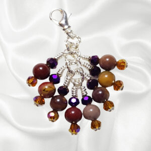 Mookaite Jasper Gemstone Beaded Purse Bag Charm Necklace Pendant