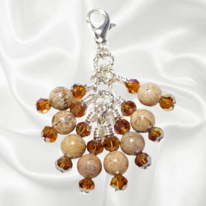 Picture Jasper Gemstone Beaded Purse Bag Charm Necklace Pendant