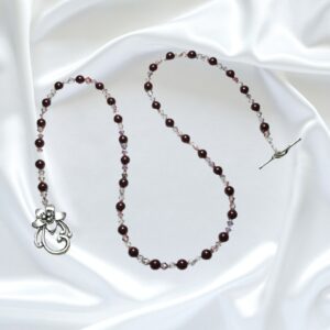 Burgundy Pearls and Crystals Single Strand Statement Necklace Earrings Set