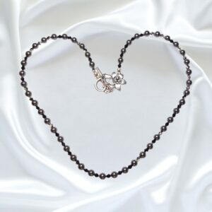 Black Pearls and Crystals Single Strand Statement Necklace Earrings Set