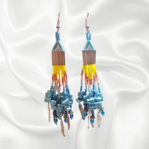 Sterling Silver Multi Color Southwestern Beaded Dangle Drop Chandelier Earrings